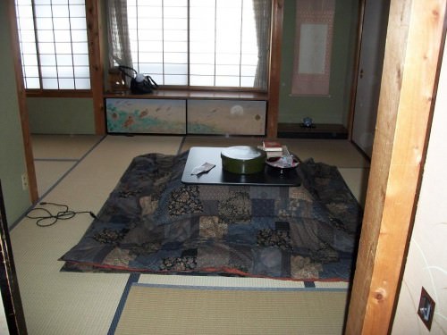 table with heat lamp